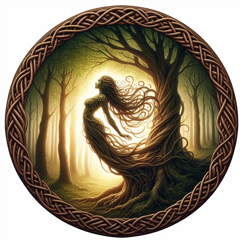 dryad emerging from her tree